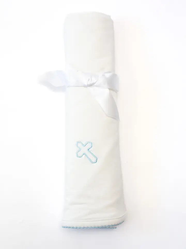 Blue Cross Embroidered Blanket