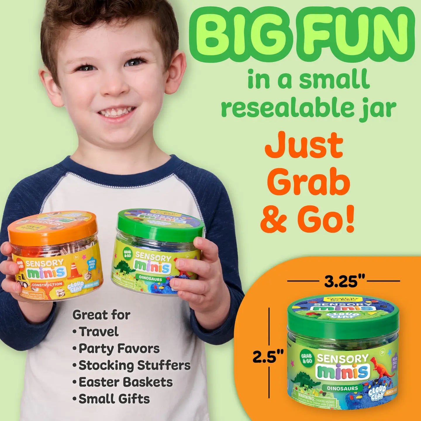 Sensory Mini Play Kit Jar, Dinosaur