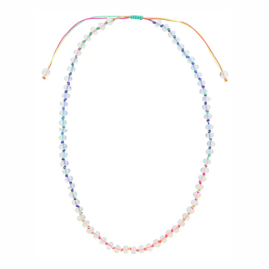 Bright Rainbow Knotted Beaded Necklace