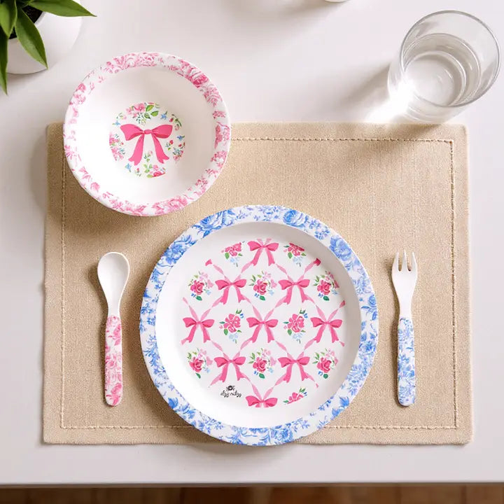 4 Piece Dining Set, Ribbons and Roses