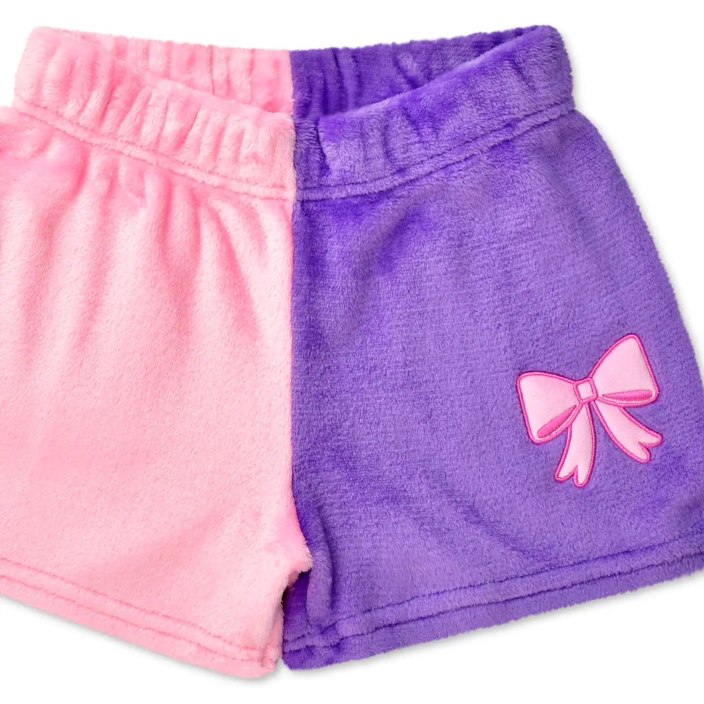 Plush Pajama Shorts, Pretty Bows Color Block