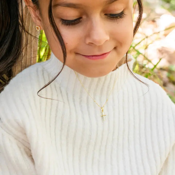 14k Gold Plated Cross Necklace 14in