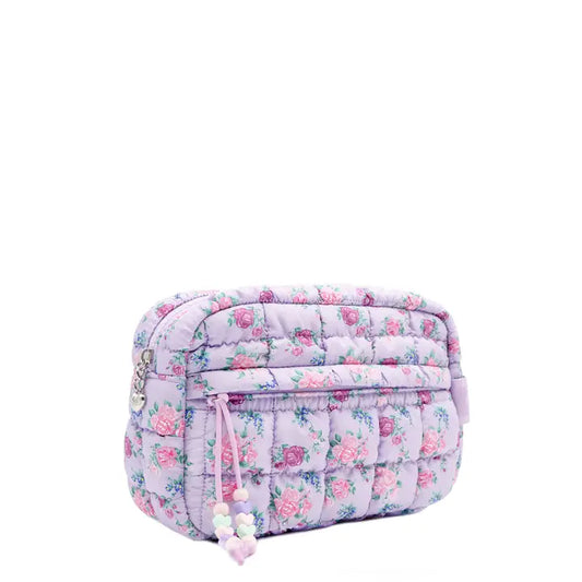 Quilted Scrunch Floral Lavender Pouch