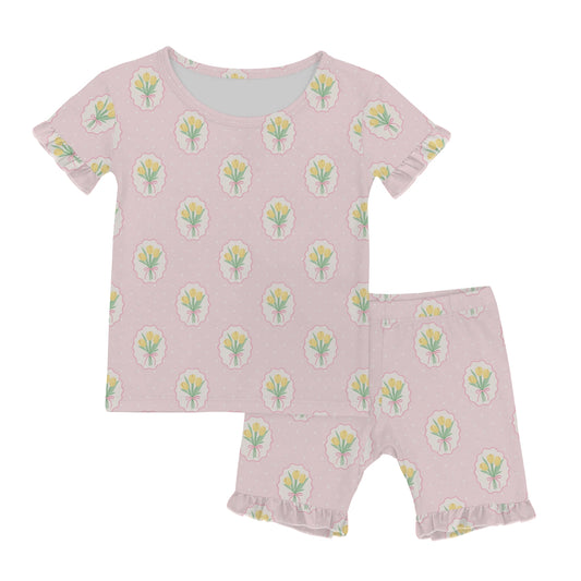 Fancy Tulip 2 Piece Pjs With Ruffle