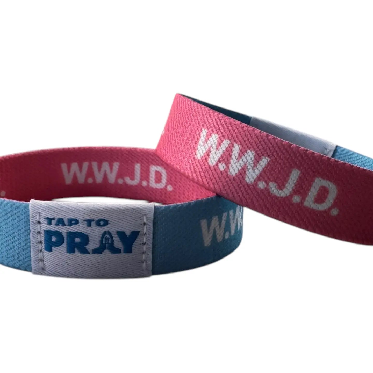 Tap To Pray Bracelet , WWJD Pink/Blue