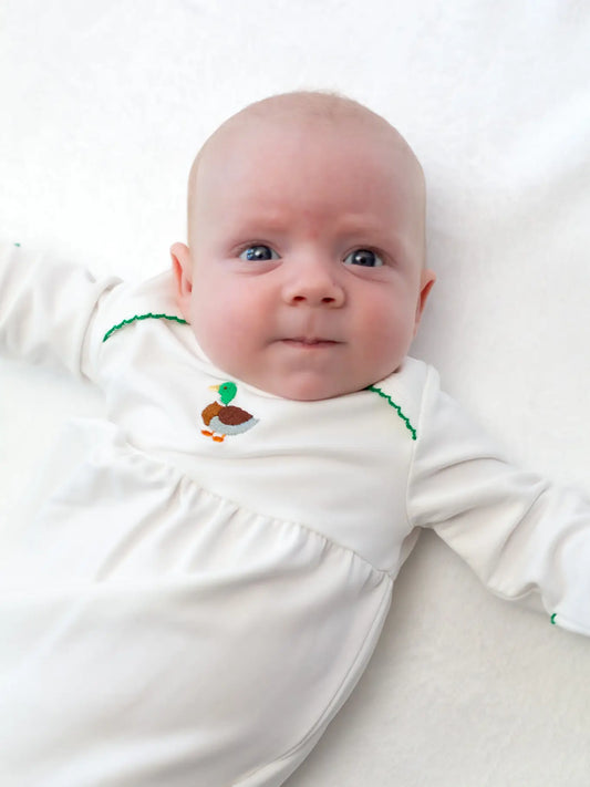 Embroidered Gown, Mallard Duck