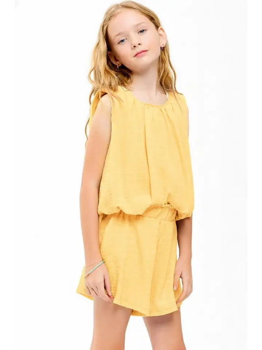 Curly Wrinkled Skort, Butter Yellow