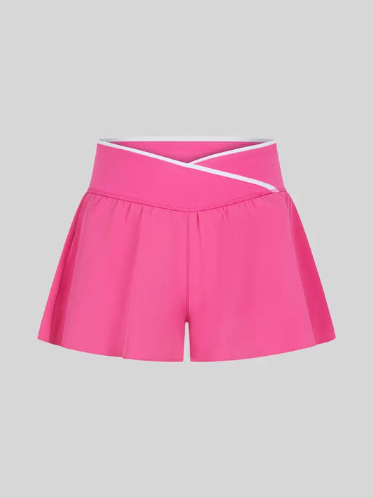 Crossover Criss Cross Shorts , Fuchsia