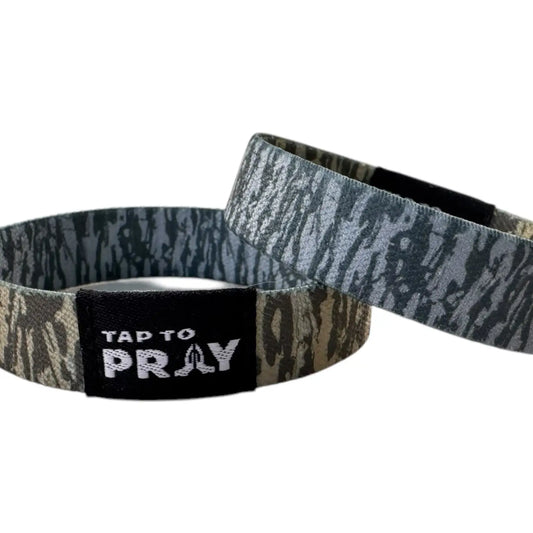 Tap To Pray Bracelet , Camo Brown/Grey