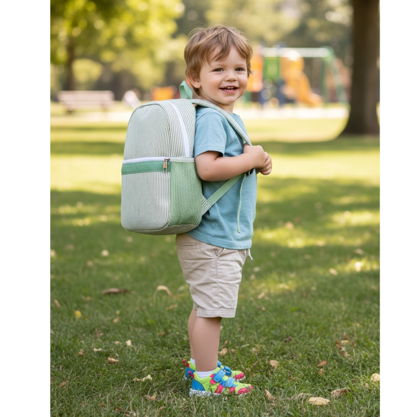 Seersucker Backpack, Green
