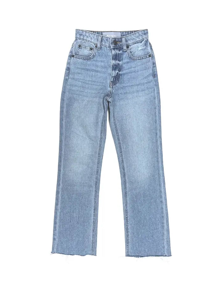 High Rise Straight Leg Crop With Fray Hem