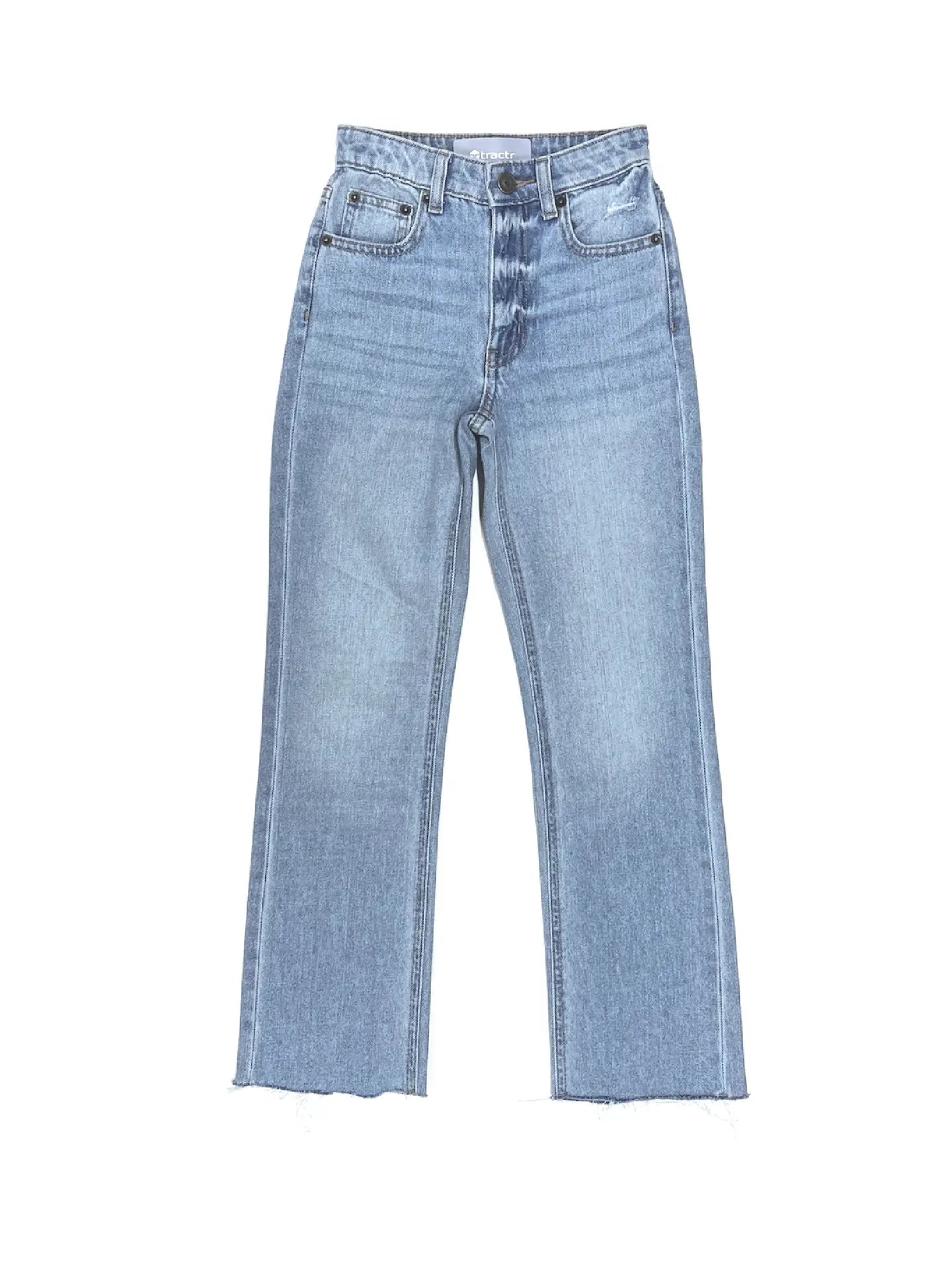 High Rise Straight Leg Crop W/Fray Hem