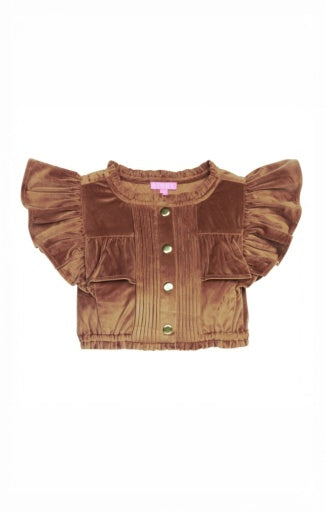 Annie Top - Brown Faux Suede