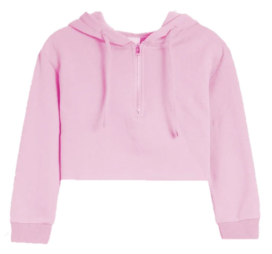 Brushed Soft Cloud Crop Half Zip Hoodie