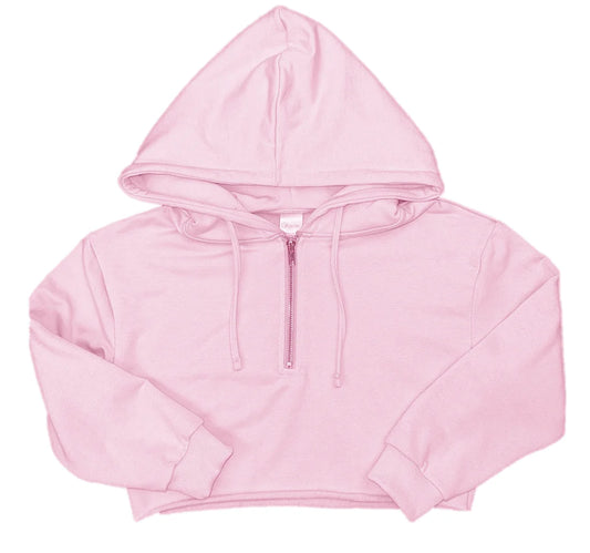 Brushed Soft Cloud Crop Half Zip Hoodie