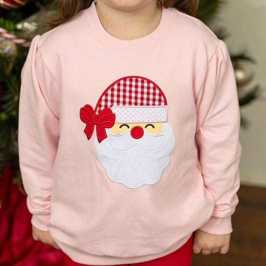 Santa French Terry Pullover, Light Pink