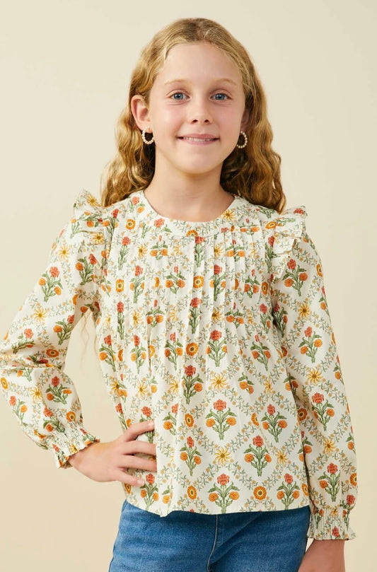 Rust Detailed Ruffle Top