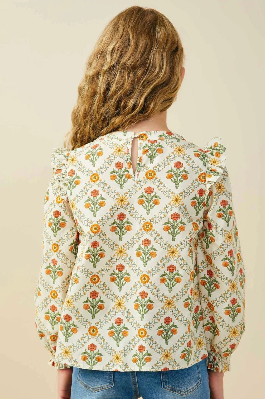 Rust Detailed Ruffle Top