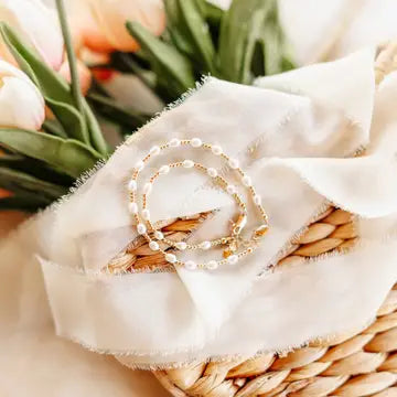 Quinn Freshwater Pearl 14K Plated Mom & Me Bracelet