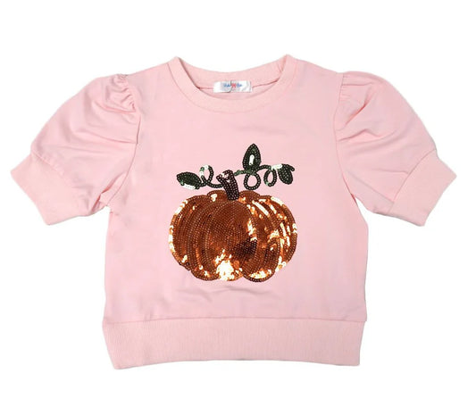 Pumpkin Puff Sleeve Sequin Shirt