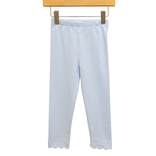 Scallop Leggings, Light Blue Stripe