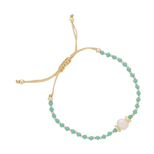 Mint Glass Bracelet with Pearl