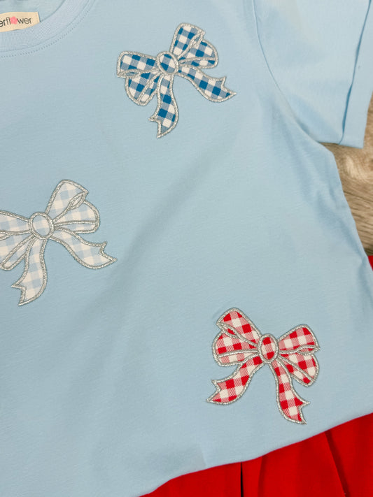 Gingham Bow Patch Tee