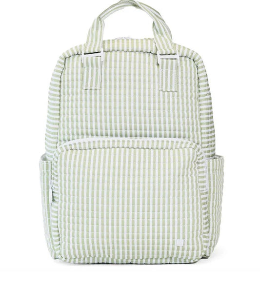 Quilted Backpack , Pimlico Stripe Sage
