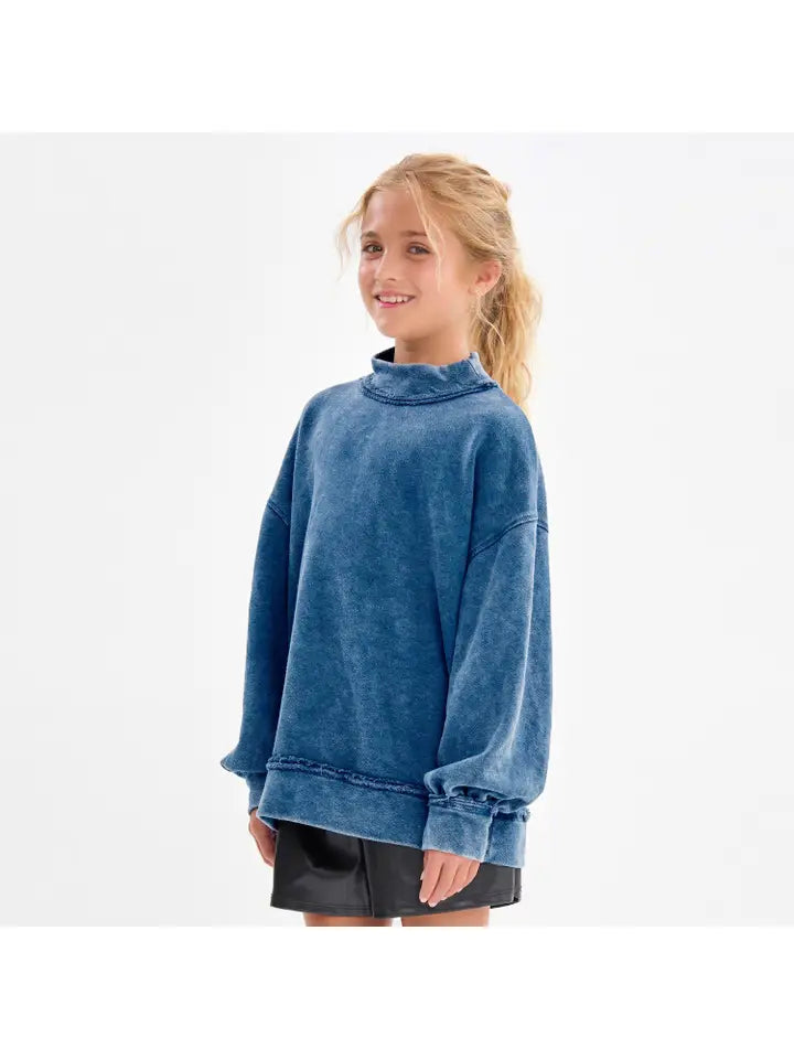 Navy Mineral Washed Sweatshirt