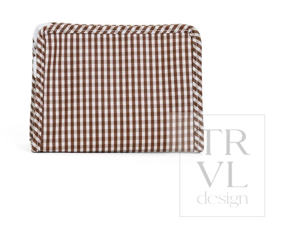 Roadie Small Zip Pouch-Gingham Coco