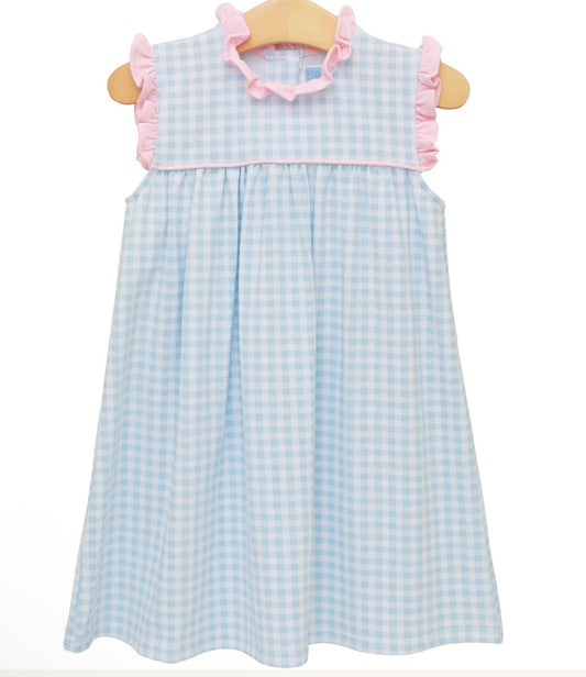 Meredith Dress-Light Blue Gingham/Light Pink