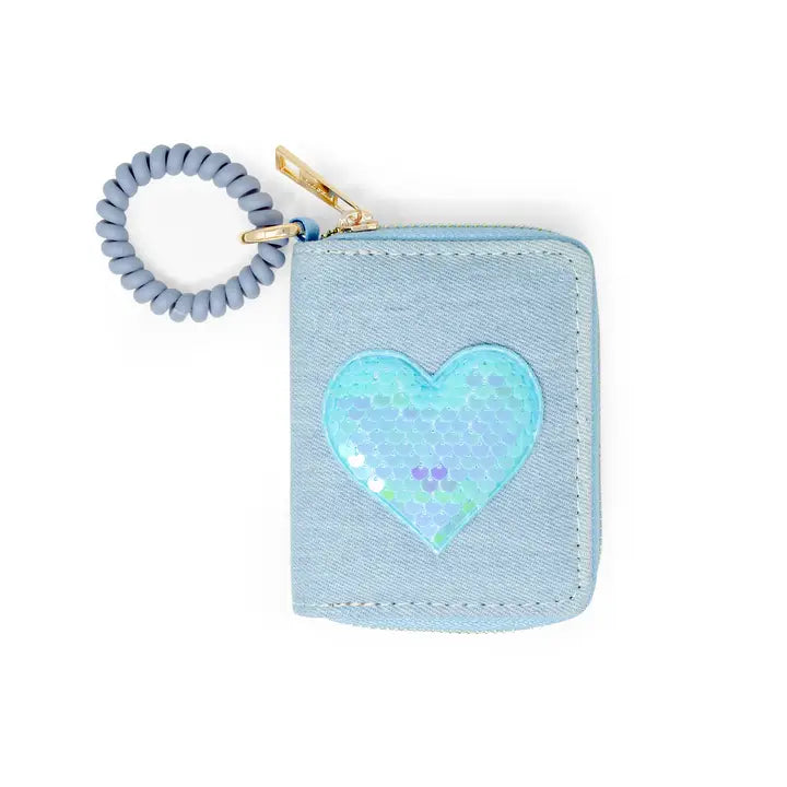 Wallet, Blue Sequin Heart