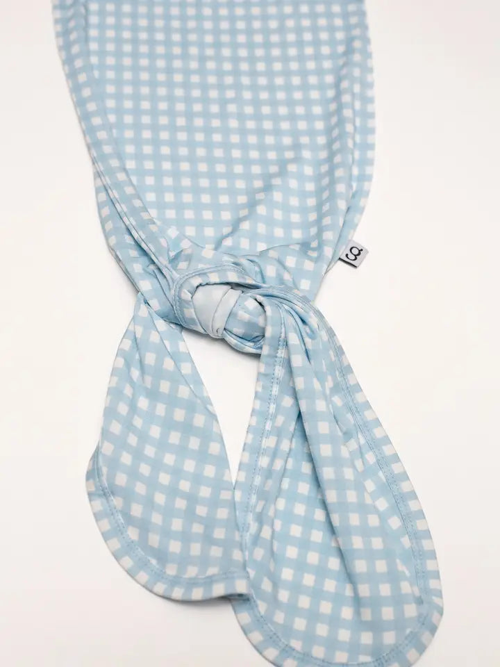 Blue Gingham Knotted Infant Gown (0-3 mo)