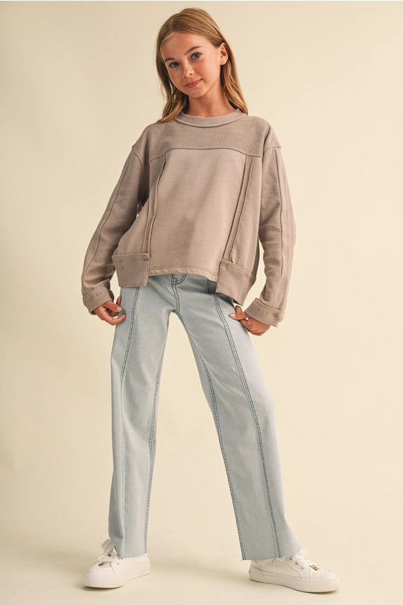 Taupe Crew Neck Sweatshirt