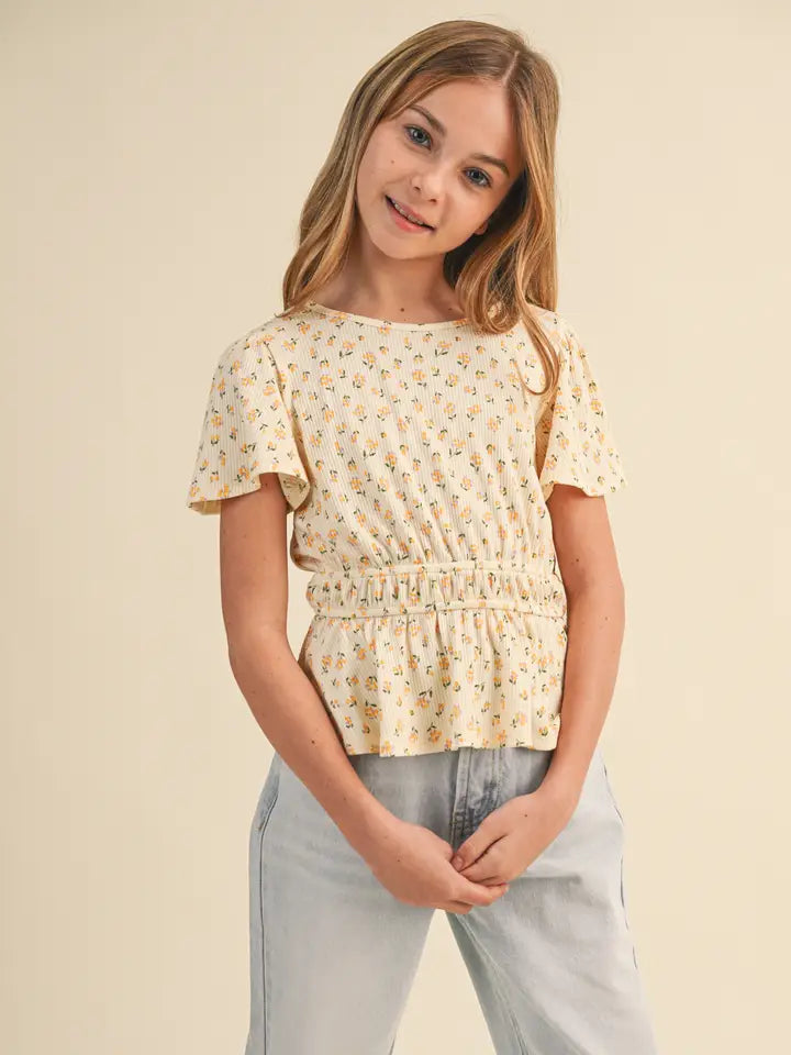 Flutter Sleeve Peplum Top