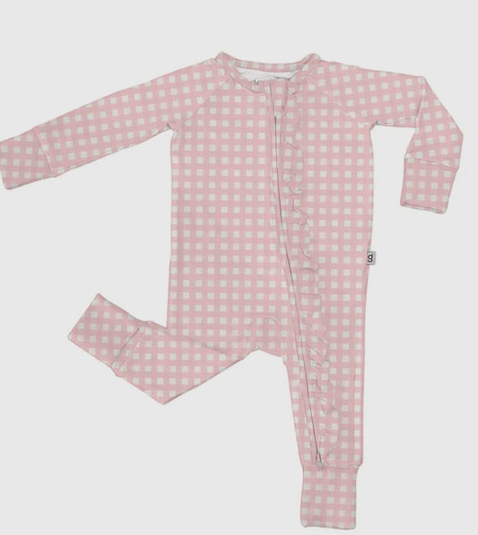 Pink Gingham Convertible Zip With Ruffles