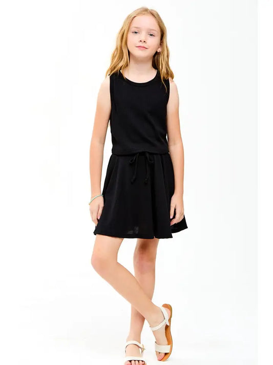 Black Knit Crop Top and Skort SET