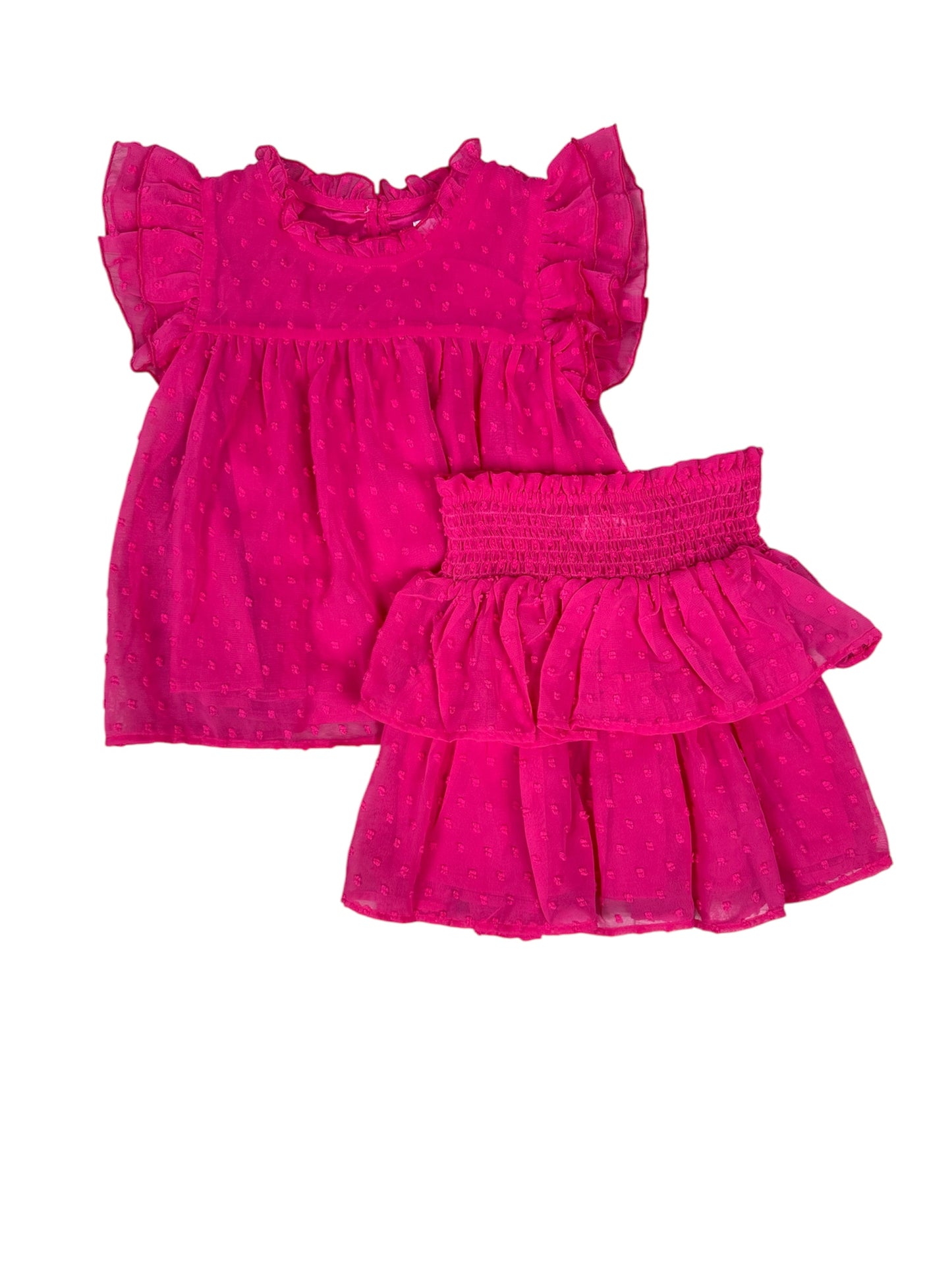 Hot Pink Tiered Skirt Set