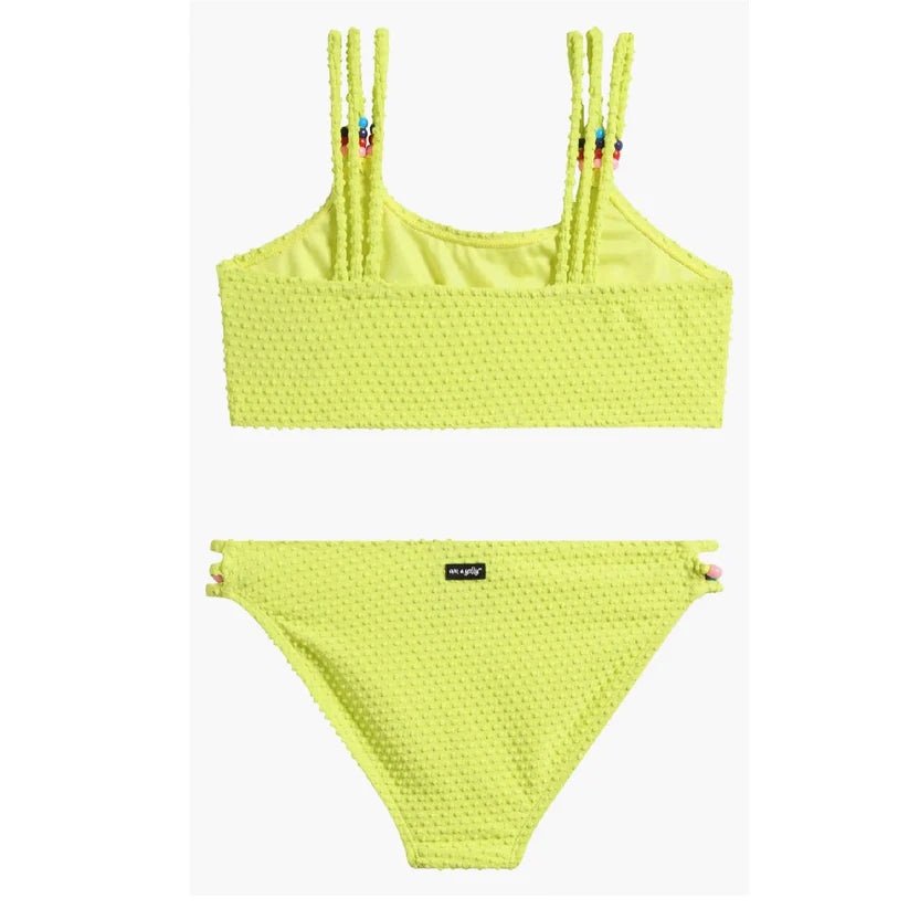 2 Piece Texture Bikini With Beads