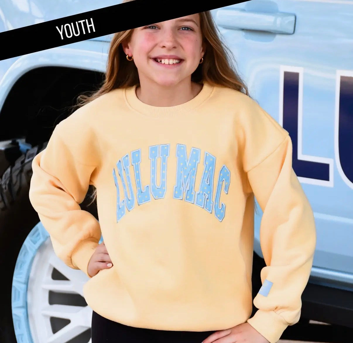 Lulu Mac Polka Dot Sweatshirt, Butter/Lt Blue