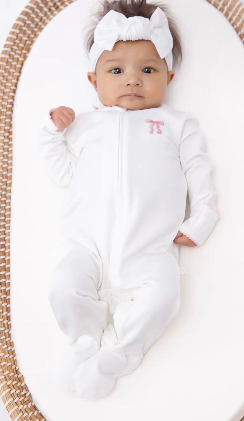 Pip Embroidered Zip Romper-Bow