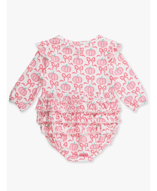 Knit Long Sleeve Flutter Bubble Romper, PINK FAIRYTALE PUMPKINS