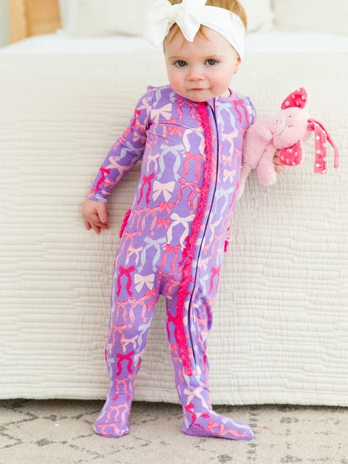 Rosy Ribbons Footie Pajamas