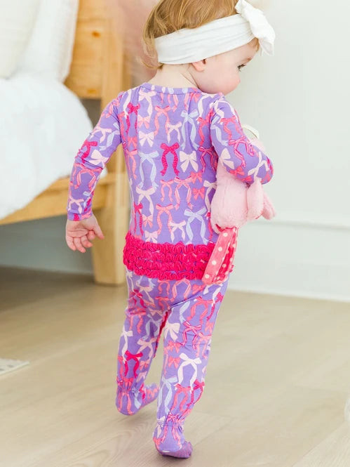 Rosy Ribbons Footie Pajamas