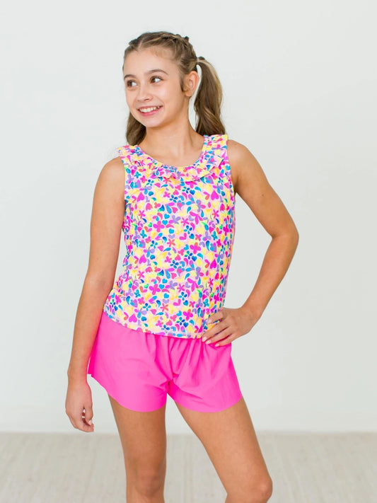 Active Ruffle Tank , Vibrant Neon