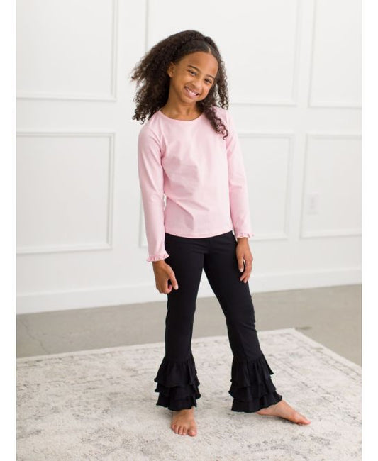 Baby Ruffle Flare Pants, BLACK