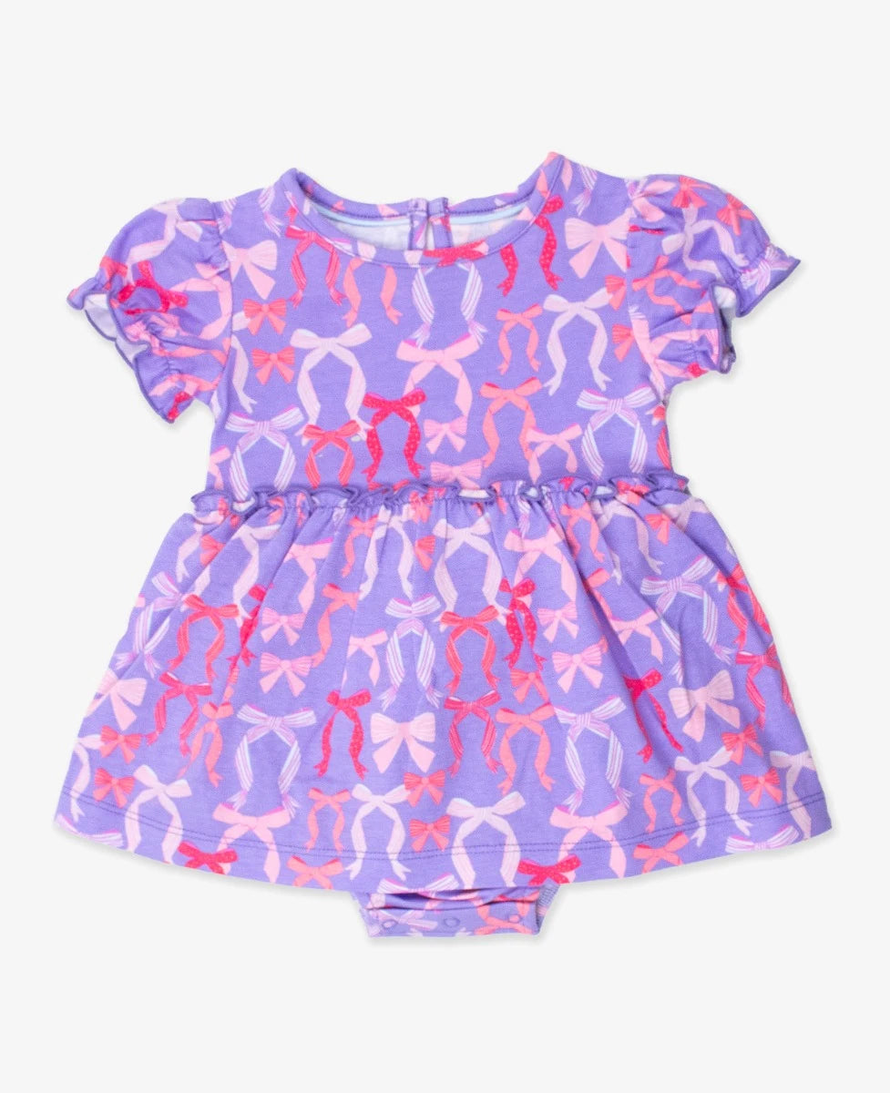 Rosy Ribbon Skirted Romper