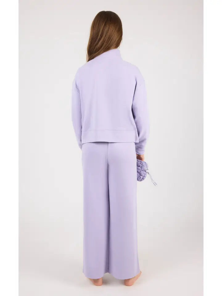 Mock Neck Pullover, Wide Pants, Bubble Bag SET, Heirloom Lilac