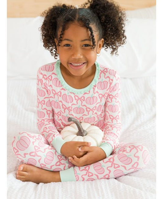 Toddler Ruffle Long Sleeve Pajama Set, Bamboo Viscose, PINK FAIRYTALE PUMPKINS