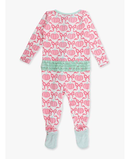 Ruffle One Piece Footie Pajama, Bamboo Viscose